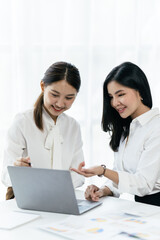 Poster - Confident focused businesswoman, teacher or mentor coach speaking to business people at negotiations, woman leader speaker applicant talking at meeting or convincing hr during job interview concept