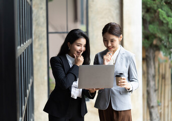 Poster - Confident focused businesswoman, teacher or mentor coach speaking to business people at negotiations, woman leader speaker applicant talking at meeting or convincing hr during job interview concept