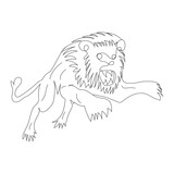 Fototapeta Dinusie - Lion jump line art drawing style, the lion sketch black linear isolated on white background, the best lion jump vector illustration.