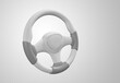 White car steering wheel on white background, 3D renderinng Image.