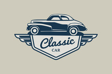 Hand Drawn Vintage Style Of Muscle And Classic Cars Badge