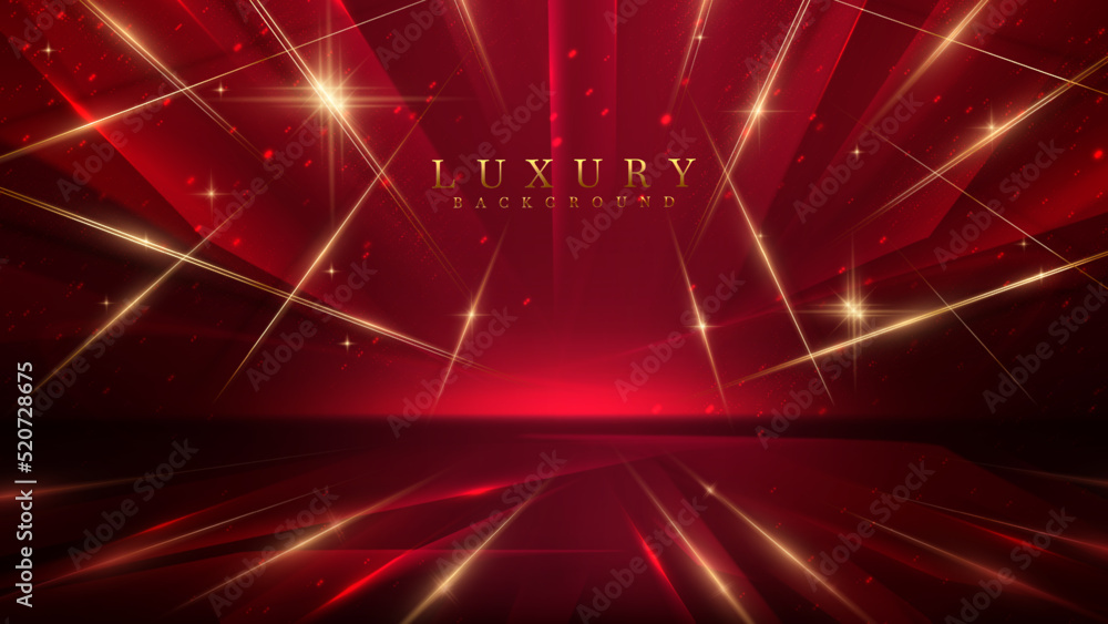 Luxury background with golden line decoration and light rays effects ...