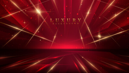 luxury background with golden line decoration and light rays effects element with bokeh. award cerem