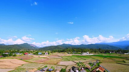 Wall Mural - Beautiful landscape view on wat phuket viewpoint pua District nan.Phuket Temple is a temple is Nan Province.Pua  in the central part of Nan Province, northern Thailand
