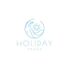 Canvas Print - line wave with sun holidays logo design