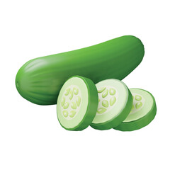 Sticker - Cucumber 3d rendering isometric icon.