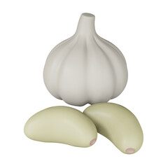 Sticker - Garlic 3d rendering isometric icon.