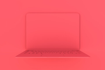 Wall Mural - Abstract image of seamless red laptop background. Design and device concept. Mock up, 3D Rendering.
