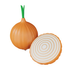 Sticker - Onion 3d rendering isometric icon.