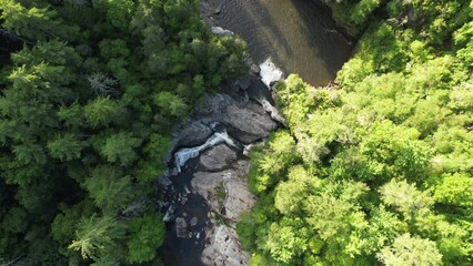Wall Mural - Downward drone shot of Linville Falls, North Carolina