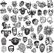 The Heads Of Different Monsters In The Vector