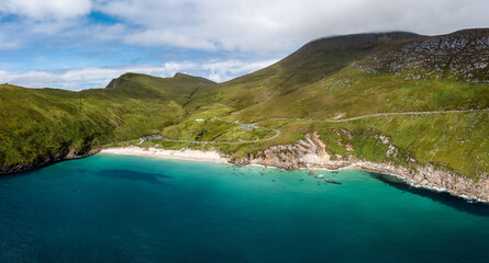 Sticker - picturesque Keem Bay and beach on Achill Island in County Mayo in western Ireland