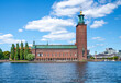 Waterfront view of Stockholm City Hall, Sweden.