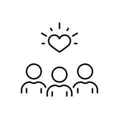 Employee Retention Work Care Line Icon. Customer Loyalty Program Outline Icon Heart Symbol. Customer Company Service Support Assistance Linear Pictogram. Editable Stroke. Isolated Vector Illustration