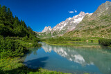 Fototapeta Góry - Summer trekking day in the mountains of Val Veny, Courmayeur