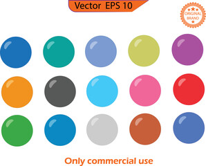Wall Mural - Vector glossy buttons. Multi color circle icon background for web or print design element. Blank badges collection. Colorful  round button. Badge mockup. Vector illustration. 