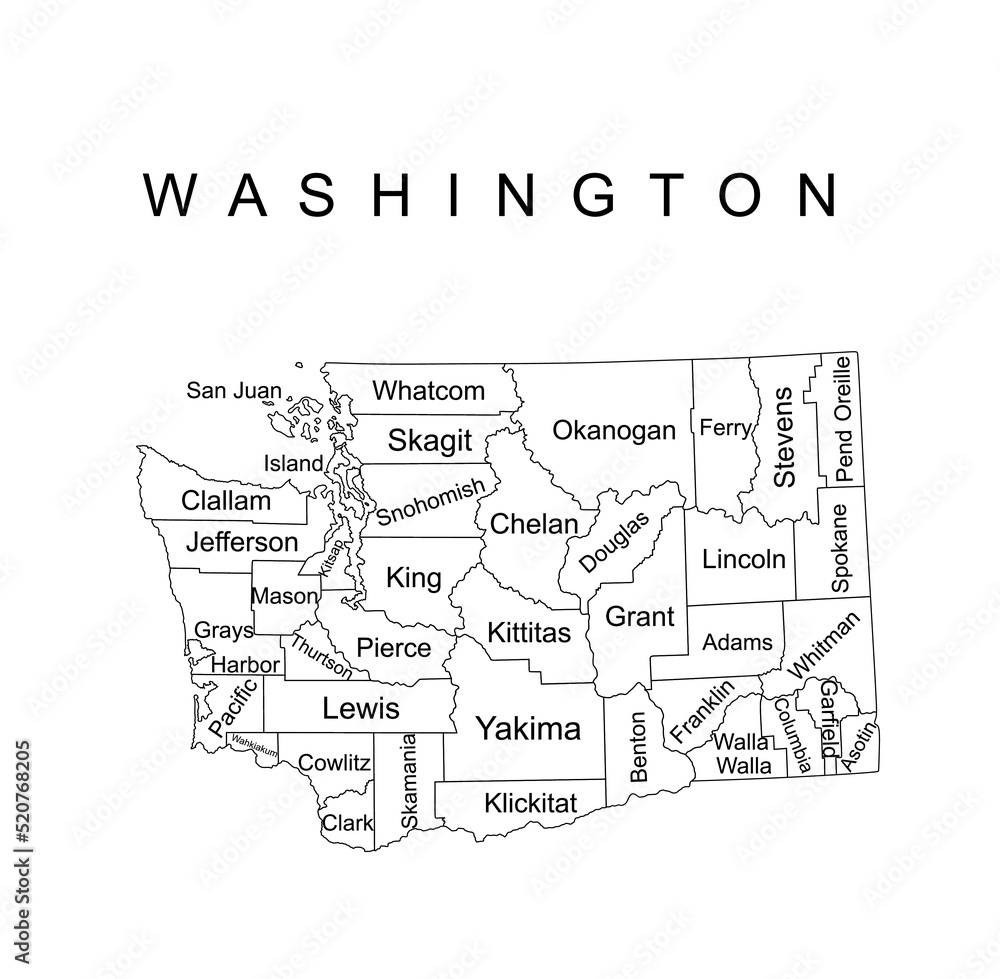 Vektor Washington State vector map silhouette illustration isolated on ...