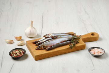 Wall Mural - Fresh raw frozen capelin