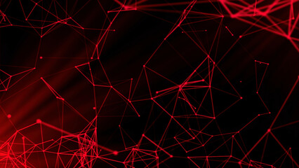 Wall Mural - Abstract futuristic dark plexus background with moving connecting points and lines. Motion. Visualization of night sky with stars and constellations, concept of astrology.