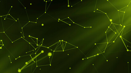 Wall Mural - plexus of abstract neon geometrical lines with moving triangles and dots. motion. 3d colorful scient