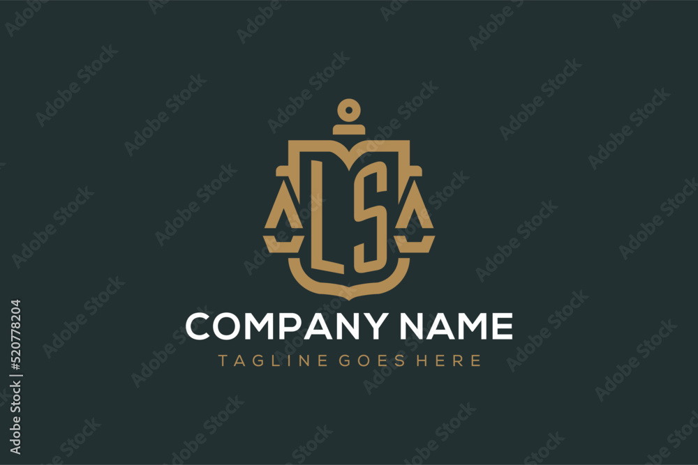 Initial LS logo for law firm with luxury modern scale and shield icon ...