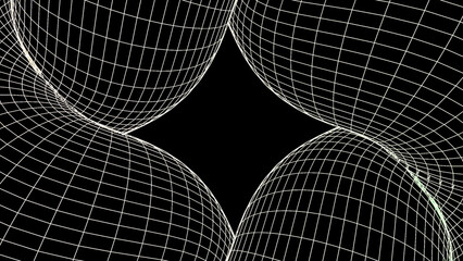 Sticker - abstract black rhombus with chequered fibers around on a black background, seamless loop. design. co