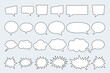 © Sun_Lab_Design - Big vector collection of empty speech bubbles. Talk bubble box. Speak ballon on blue background. Communication, dialog, feedback vector symbols.Vector illustration