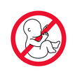 © garikprost - Red prohibition sign with fetal baby outline style, abortion icon concept vector illustration