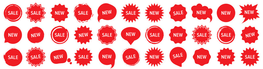 Aufkleber - Sale and new red tag label for promotion in a flat design