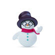 © Anatoliy - Snowman with hat and scarf isolated on white background. Realistic vector 3d Christmas snowman decorations. New Year illustration.