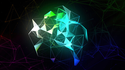 Wall Mural - dark background.motion.a beautiful transparent geometric figure made in animation on the background 