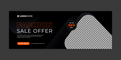Wall Mural - Facebook cover fashion social media web sale banner ad black design template