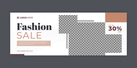 Wall Mural - Fashion facebook cover social media web sale banner ad white design template