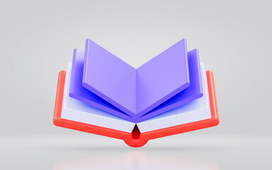 Wall Mural - open book sing cartoon look 3d render concept for reading story learn knowledge dictionary