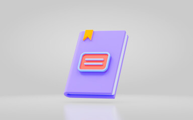 Wall Mural - notebook sign cartoon look purple color 3d render concept for education lecture important knowledge