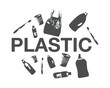 Plastic pollution - disposable plastic - vector illustration 