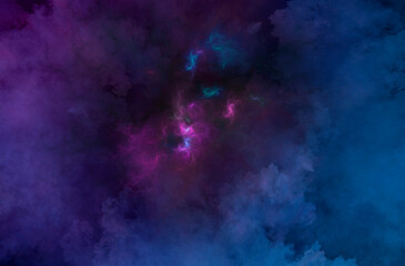 Wall Mural - abstract pink and blue beautiful fractal background in the form of clouds and feathers and is suitab