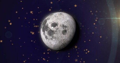 Sticker - animation of grey planet over navy space with dots