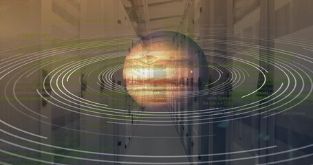 Sticker - animation of brown planet over servers