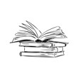 © Elala 9161 - Stack of books isolated on white, Hand Drawn Sketch Vector illustration.