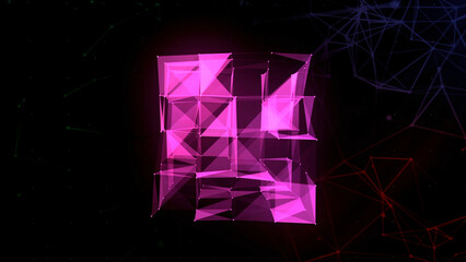 Wall Mural - transforming polygonal complex shape in digital space. motion. artificial intelligence ai exploring 