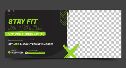 Wall Mural - fitness and workout banner design template. usable for banner, cover, and header.