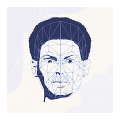 Wall Mural - wireframe mesh head shape consisting of connected dots and lines. human face silhouette