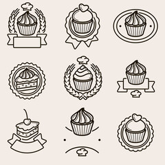 Cake labels and elements set. Collection icon cake. Vector