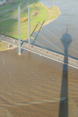 tv tower in europe city bridge and the rhine river