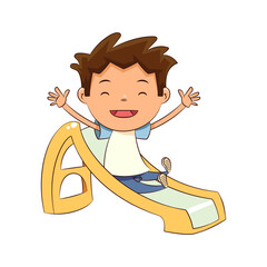 Wall Mural - Child playing on the slide, vector illustration