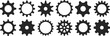 Setting icons. Single circle gears, cogwheel shape and stencil process pictogram vector set