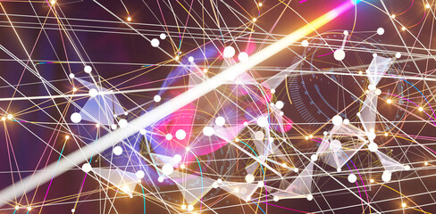 Neural network 3D illustration. Big data and cybersecurity