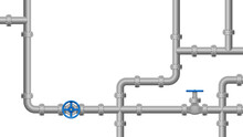 Industrial background with pipeline. Oil, water or gas pipeline with fittings and valves.Vector illustration.