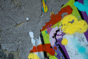 Sticker - Graffiti paint scraps on old plastered wall